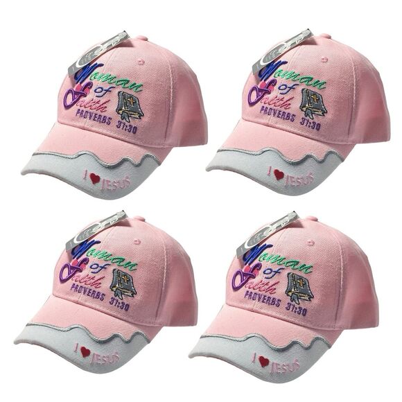 Swanson Christian Supply Other - Swanson Christian Supply Set of 4 “Women of Faith” Christian Pink Cap Hat NEW